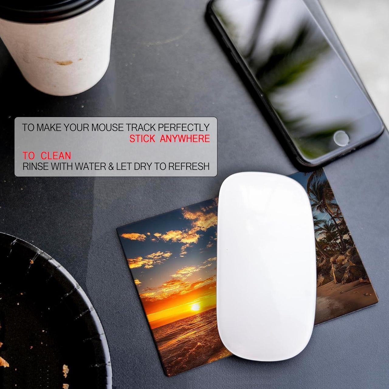 Alt view image 5 of 7 - Mouse Pad Adhesive Bottom - Sticks to Any Surface - Portable - Webcam Covers and Screen Cleaner Included (2 Pack - Beach Set)