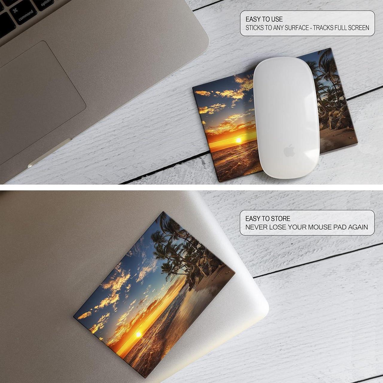Alt view image 7 of 7 - Mouse Pad Adhesive Bottom - Sticks to Any Surface - Portable - Webcam Covers and Screen Cleaner Included (2 Pack - Beach Set)