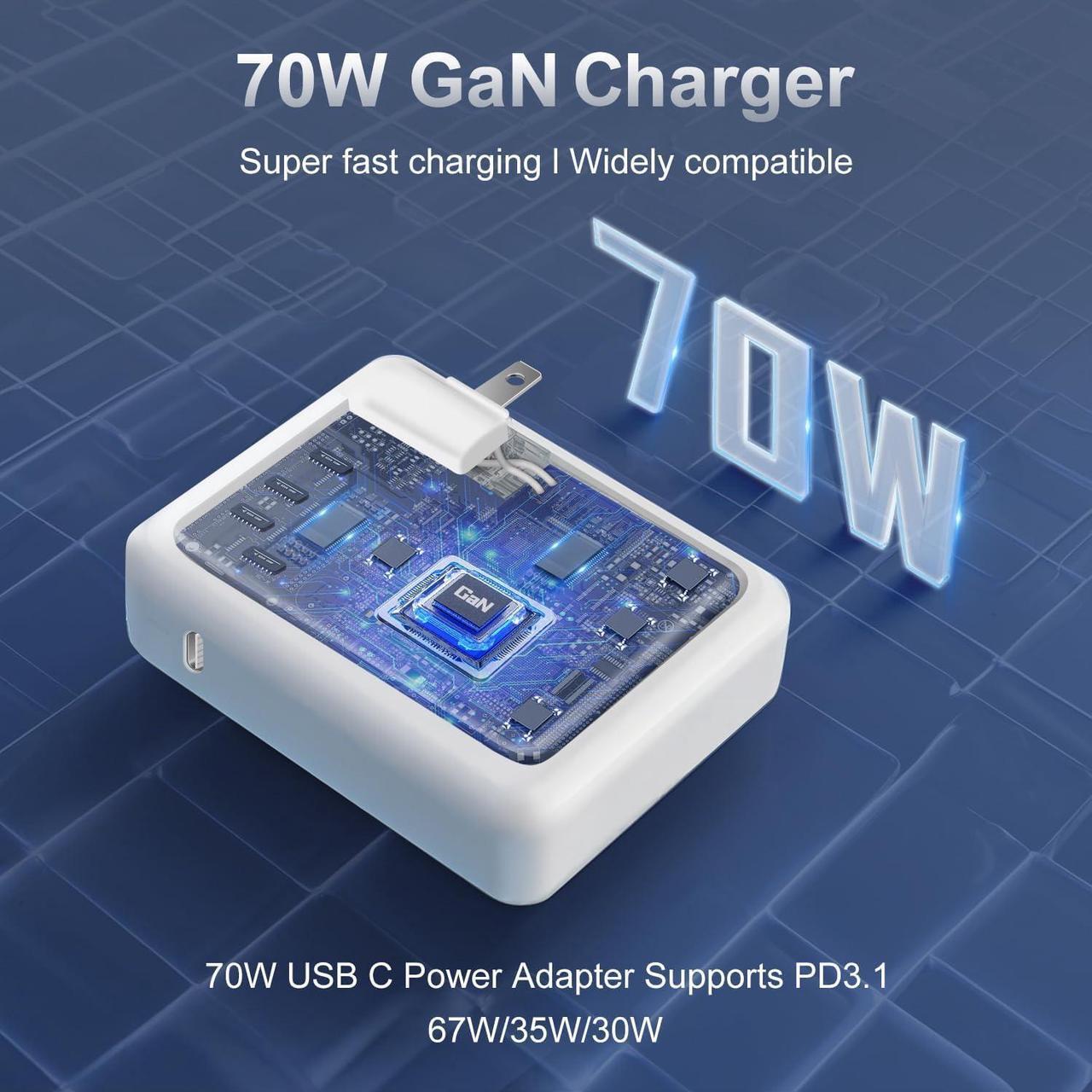 Alt view image 5 of 6 - Charger for Mac Book Air 15 13 Inch Mac Book Pro14 Inch M4 M3 M2 M1 2024 2023 2022 2021 70W USB-C to Mag 3 Power Adapter Include 6.6ft 5A USB-C to Mag 3 Cable