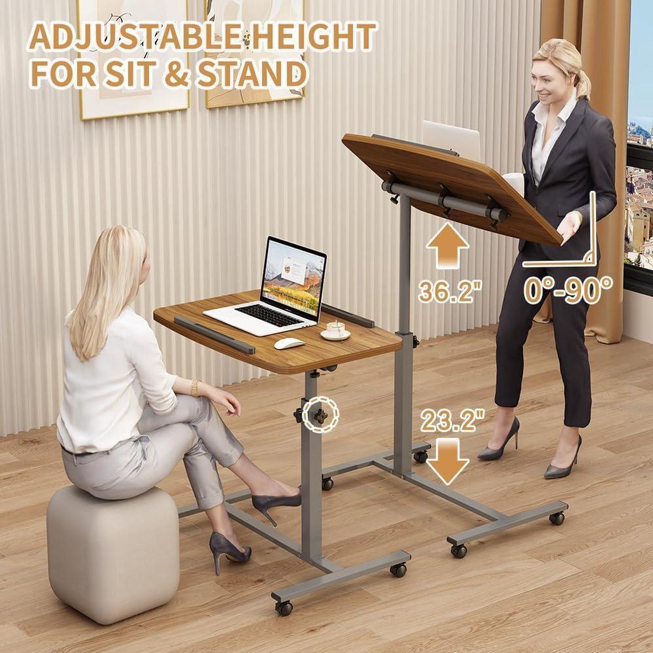 Alt view image 5 of 7 - Laptop Table Mobile Adjustable Height Laptop Stand Portable Desk Notebook Swivel Laptop Desk Rolling Desk Laptop Table Laptop Stand for Couch Hospital Bed Table