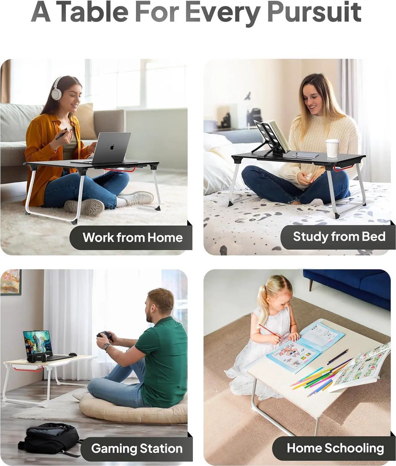 Alt view image 5 of 6 - Cooper Mega Table Plus [Premium XXL Extra Large] Laptop Lap Desk & Book Stand | Multifunctional Foldable Lap Desk, Laptop Desk for Bed, Portable Desk (White Oak, Mega Table Plus (26 x 19))