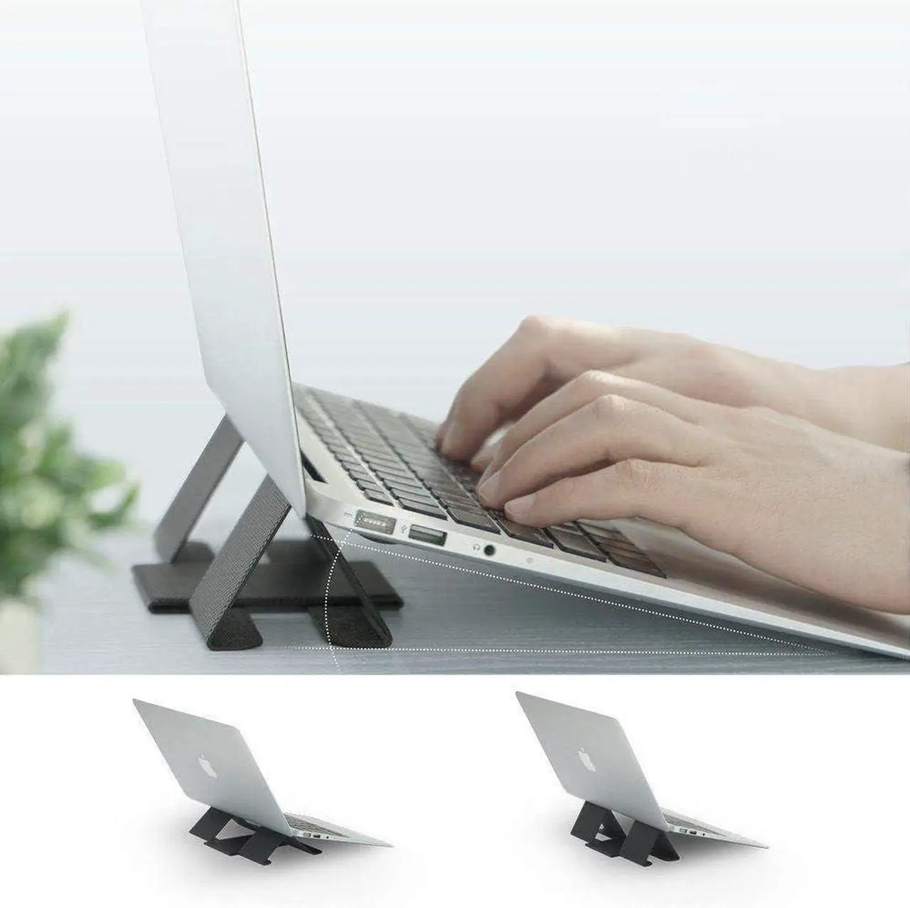 Alt view image 3 of 7 - Ringke Folding Stand 2 [Foldable & Portable Laptop Stand] Lightweight Anti-Slip Universal Cooling Tablet Stand Designed for MacBook Stand - Gray