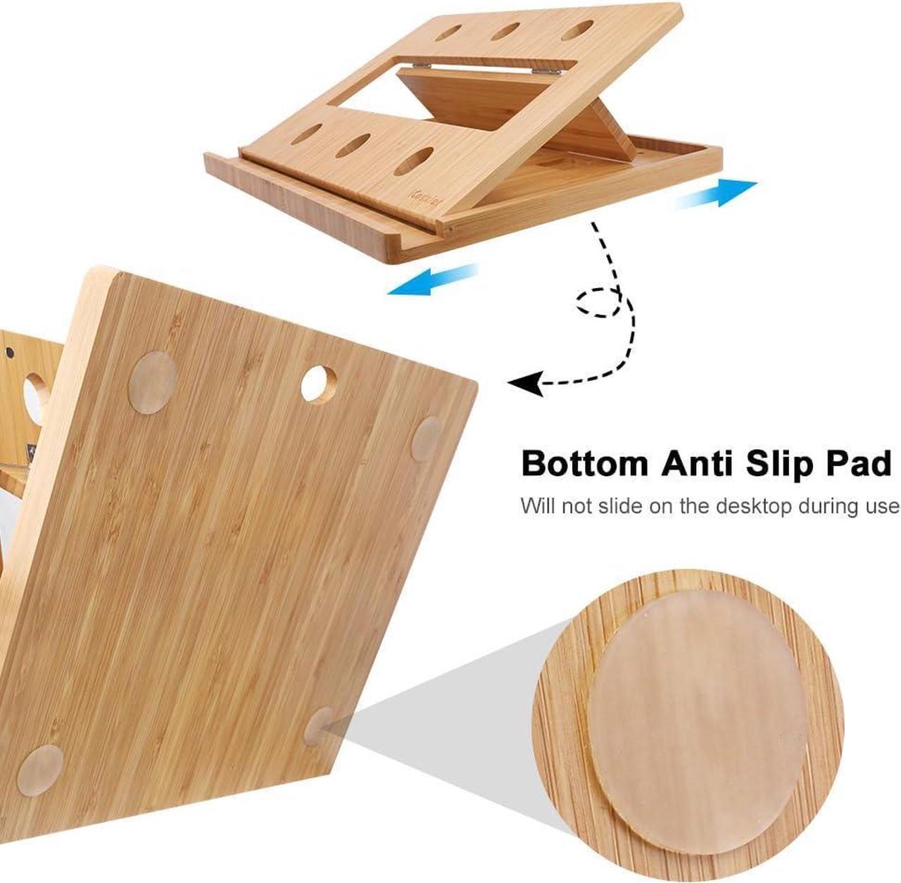 Alt view image 3 of 7 - iCozzier Bamboo Foldable Laptop Stand Holder Adjustable Notebook Tablet Desk Bed Heat Dissipation Mount for MacBook,Netbook,Ultrabook
