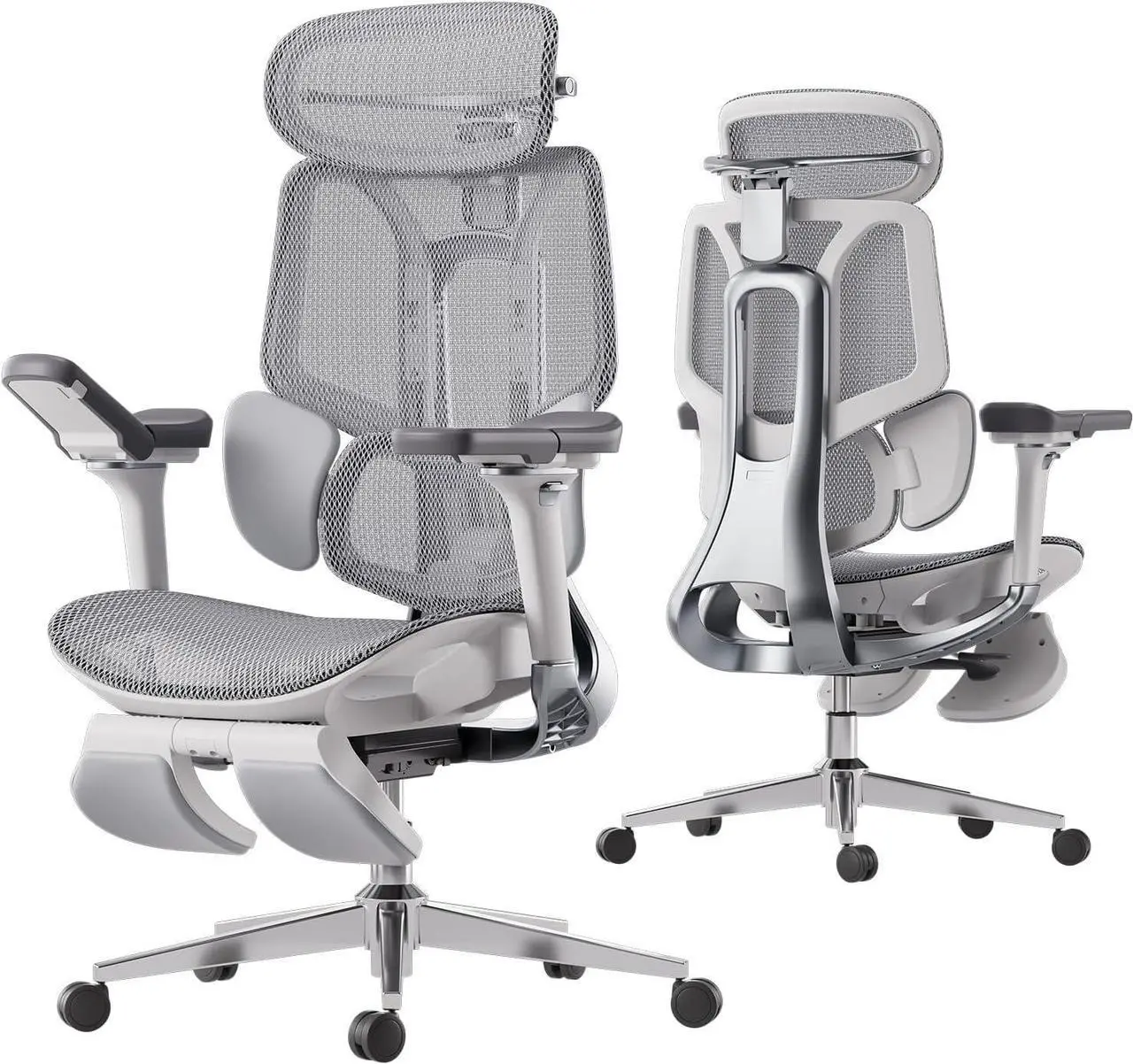 Alt view image 2 of 7 - Hbada E3 Pro Ergonomic Office Chair, Big and Tall Office Chair - with 3-Zone Dynamic Lumbar Support, 4D Adjustable Headrest, 6D Adjustable Armrests, Swivel, Grey