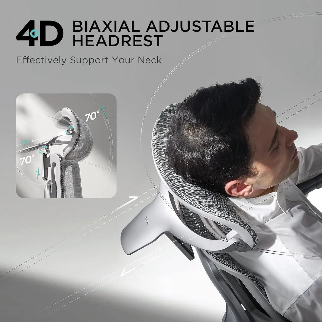 Alt view image 4 of 7 - Hbada E3 Pro Ergonomic Office Chair, Big and Tall Office Chair - with 3-Zone Dynamic Lumbar Support, 4D Adjustable Headrest, 6D Adjustable Armrests, Swivel, Grey