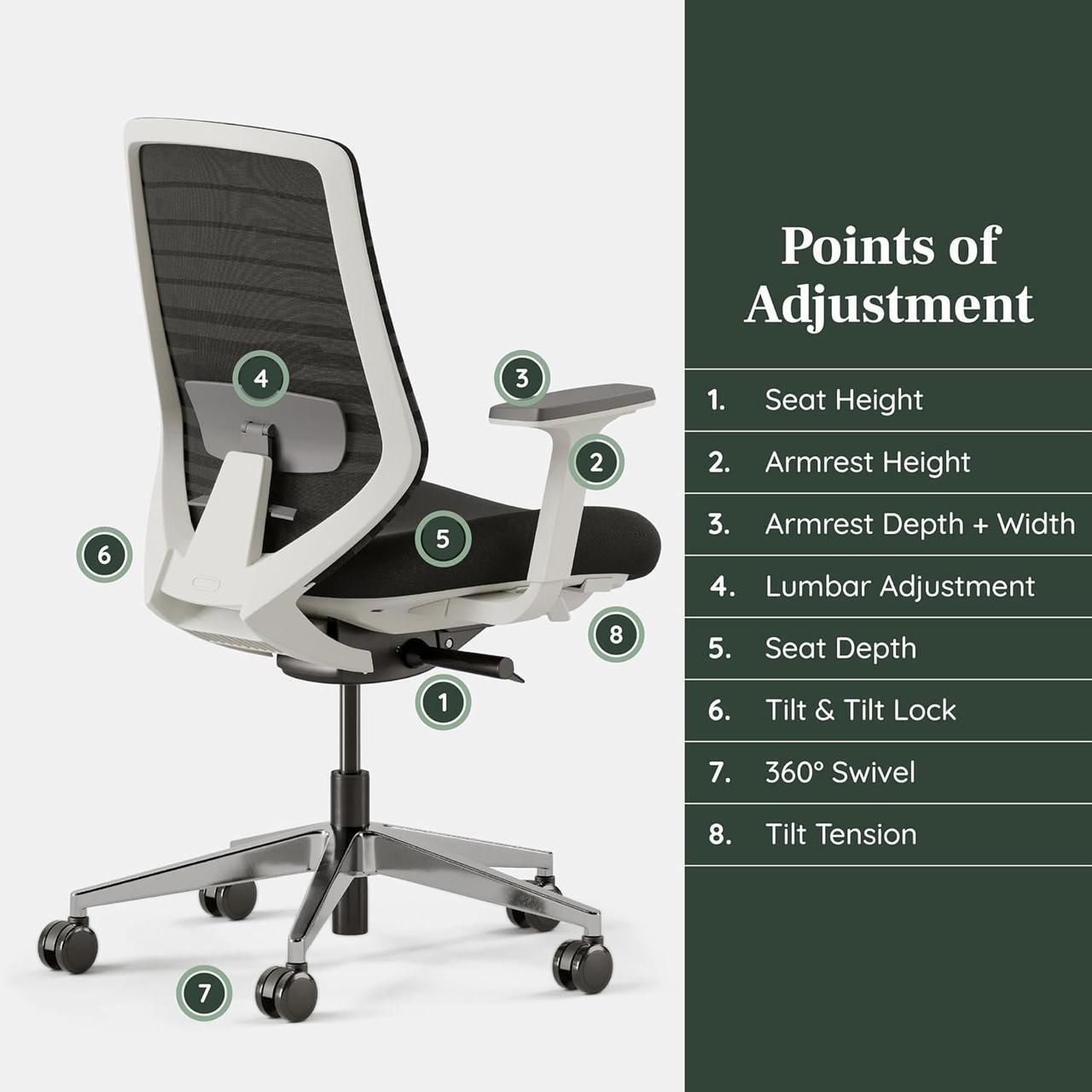 Alt view image 5 of 7 - Branch Ergonomic Chair - A Versatile Desk Chair with Adjustable Lumbar Support, Breathable Mesh Backrest, and Smooth Wheels - Experience Optimal Comfort and Support - Black