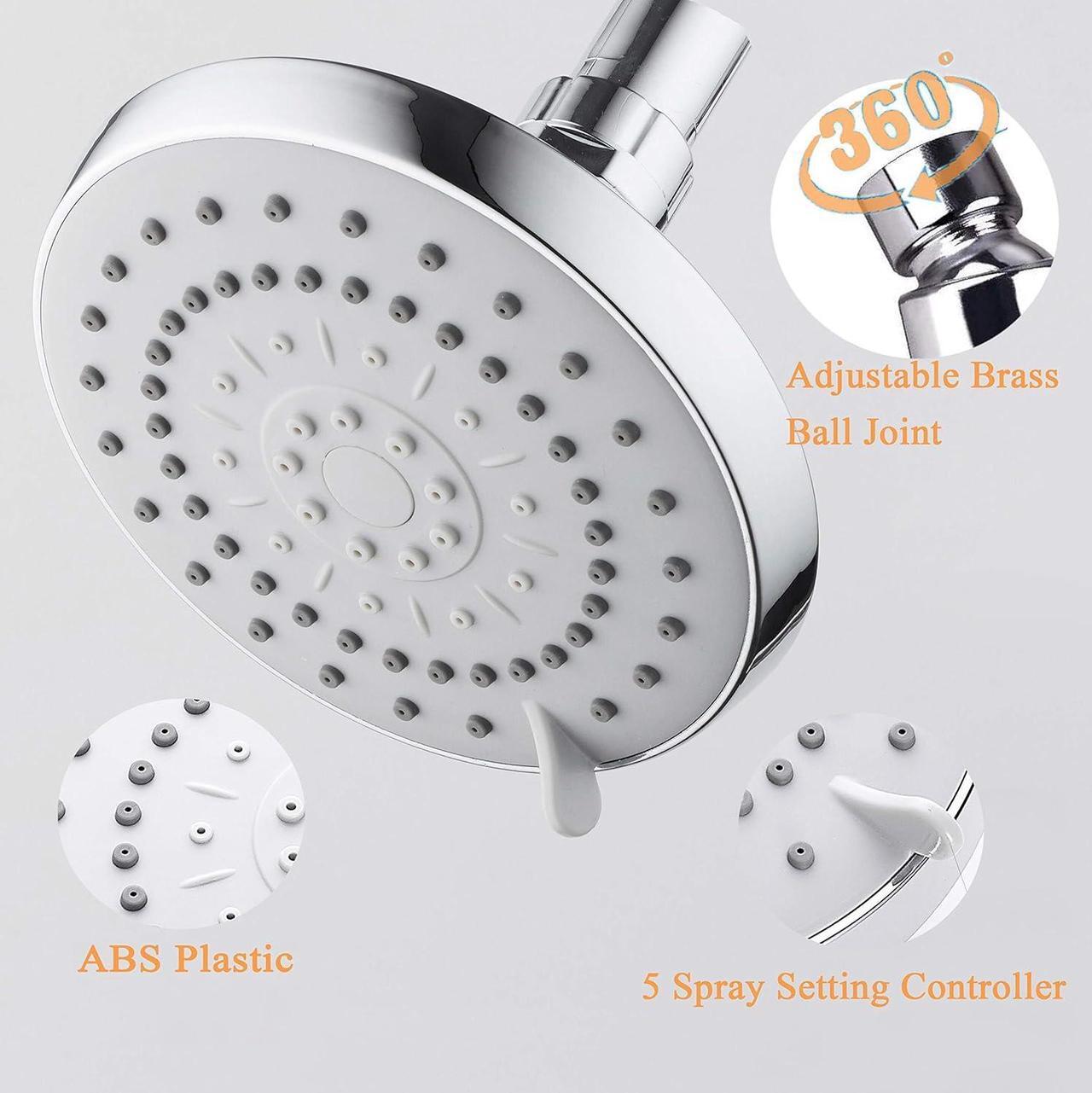 Alt view image 4 of 6 - HarJue High Pressure Shower Head with 11 IN Adjustable Arm, Rainfall with Shower Arm-Make Water Flow Down Vertically for Better Bathing Experience(5 In, Chrome)