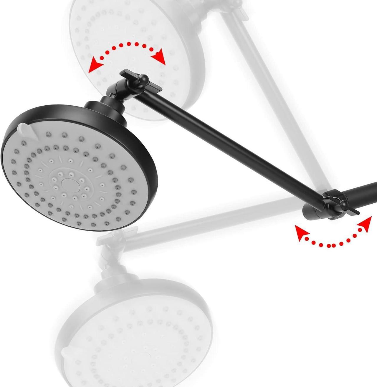Alt view image 6 of 7 - HarJue High Pressure Shower Head with 11 IN Adjustable Arm, Rainfall with Shower Arm-Make Water Flow Down Vertically for Better Bathing Experience(5 In, Black)
