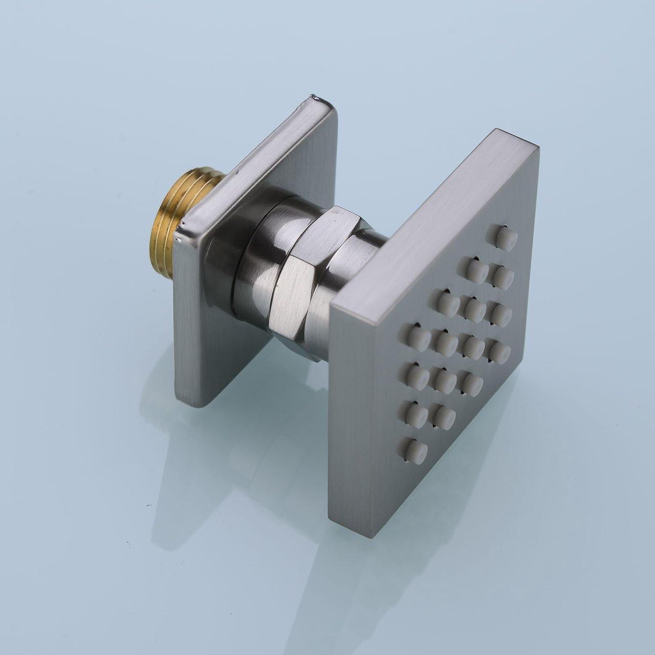 Alt view image 4 of 7 - Solid Brass Body Spray Shower Jet Adjustable Massage Spa Side Sprayer Wall Mounted Shower Set, Square Brushed Nickel Finish