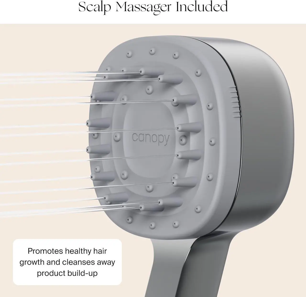 Alt view image 2 of 7 - Canopy Handheld Filtered Shower Head & Scalp Massager - High Pressure Shower Head Filter for Hard Water - Reduce Impurities for Healthier Scalp, Skin & Hair - Hair Growth - Brass