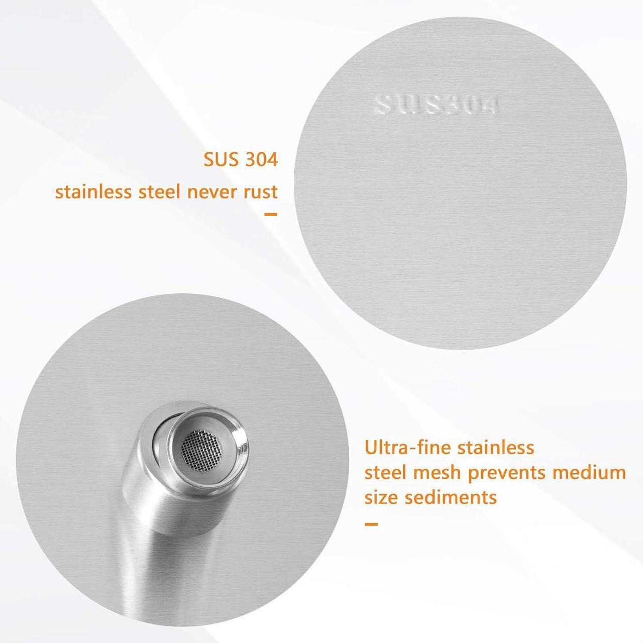 Alt view image 4 of 6 - HarJue Shower Head with Extension Arm, High Pressure Square with ShowerArm, Stainless Steel Rainfall-Waterfall Full Body Coverage (12'' Shower with 16'' Arm, Brushed Nickel)