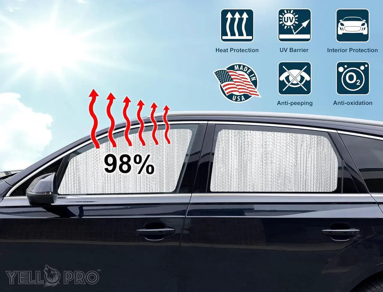 Alt view image 2 of 7 - YelloPro Side Window Front Seat Reflective Sunshade Custom Fit for 2021 2022 2023 2024 2025 Ford Bronco Sport SUV, Base, Big Bend, Outer Banks, Badlands, First Edition (2pcs) [Made in USA]