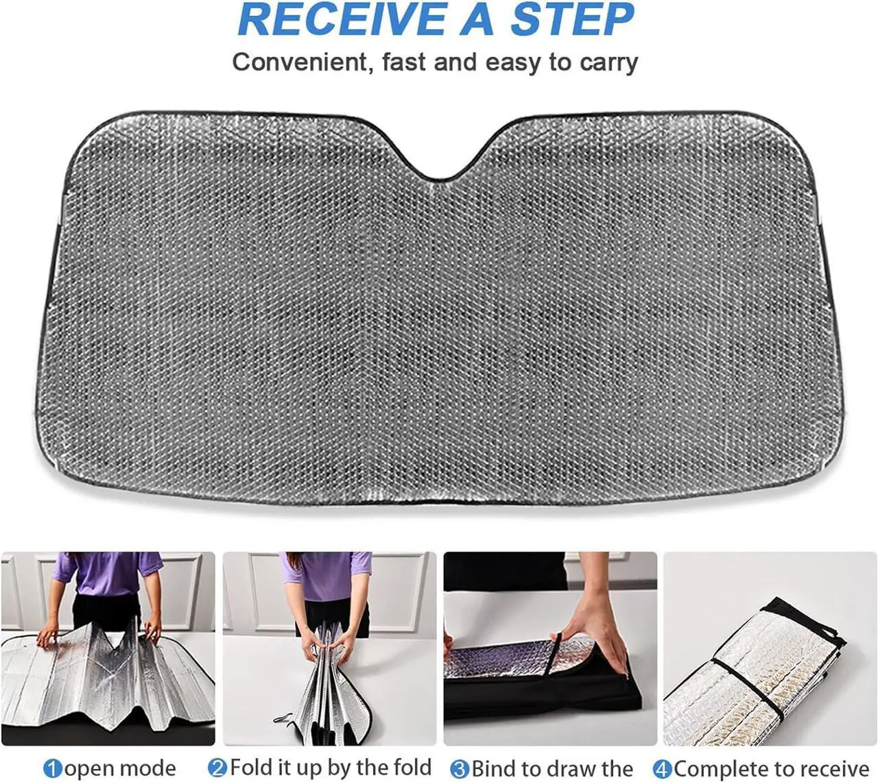Alt view image 7 of 7 - ALAZA Afro American Woman in Shock Shade Windshield Sun Shade,Foldable Car Sun Shade for Front Windshield Sunshades Protector Blocks UV Rays Sun Visor Protect and Cool Your Vehicle Interior