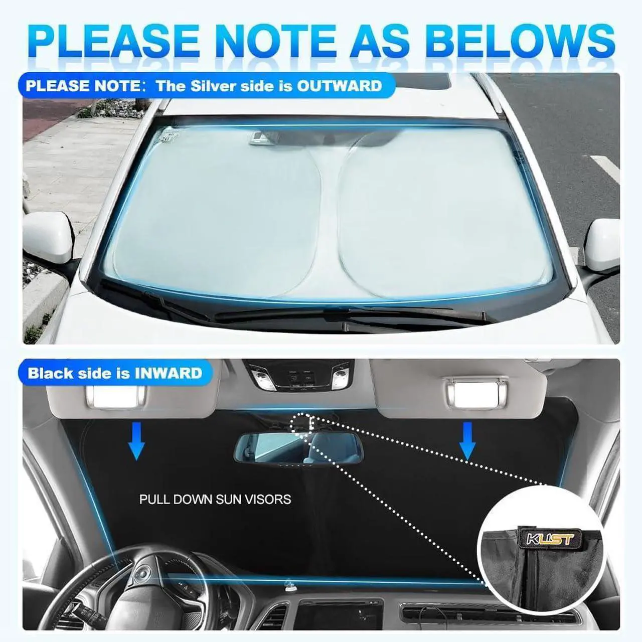 Alt view image 5 of 6 - KUST Custom Fit Windshield Sun Shade for 2014-2024 Infiniti Q50 Accessories Window Shade Cover Sun Visor Folding Blocks UV Rays Keep Your Car Cooler