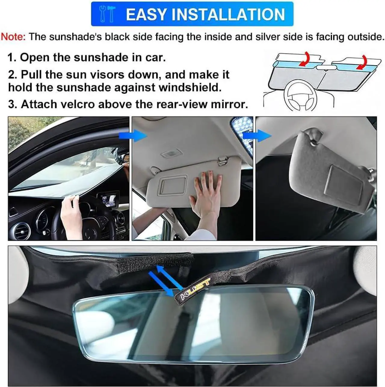 Alt view image 6 of 6 - KUST Custom Fit Windshield Sun Shade for 2014-2024 Infiniti Q50 Accessories Window Shade Cover Sun Visor Folding Blocks UV Rays Keep Your Car Cooler