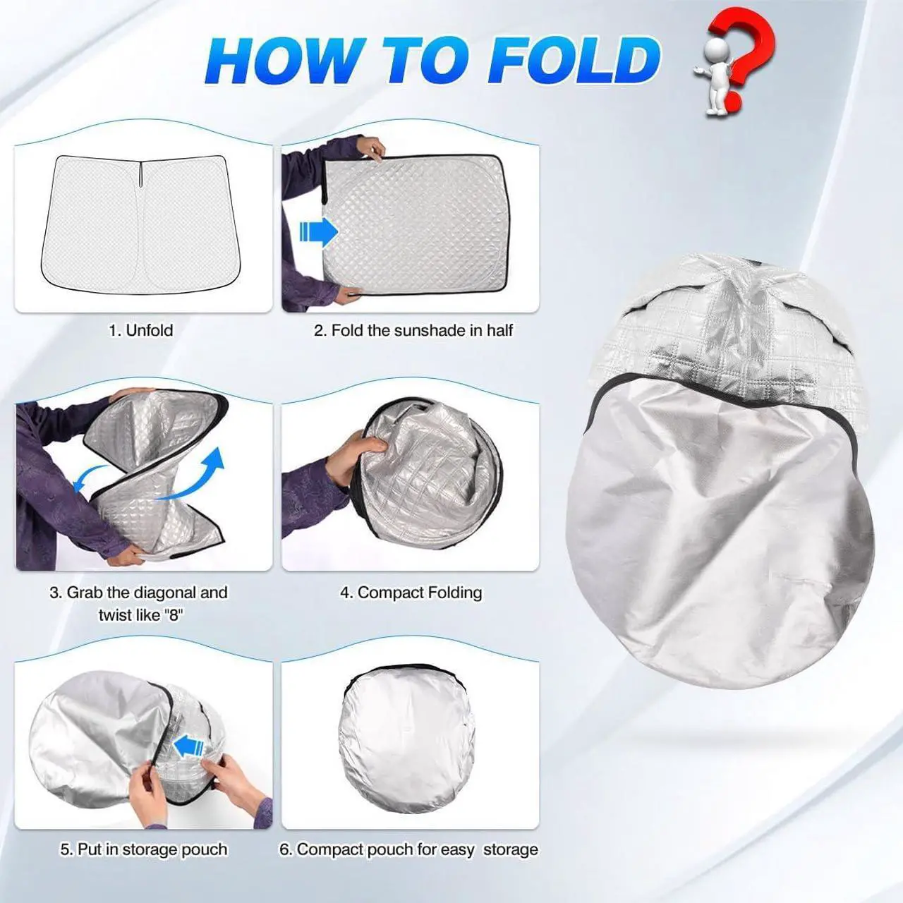 Alt view image 6 of 6 - Windshield Sun Shade for Hyundai Tucson Accessories 2022-2024 2025 Thicken 6-Layer Foldable Front Window Sunshade Cover Sun Visor Protector Block UV Rays Keep Vehicle Cool