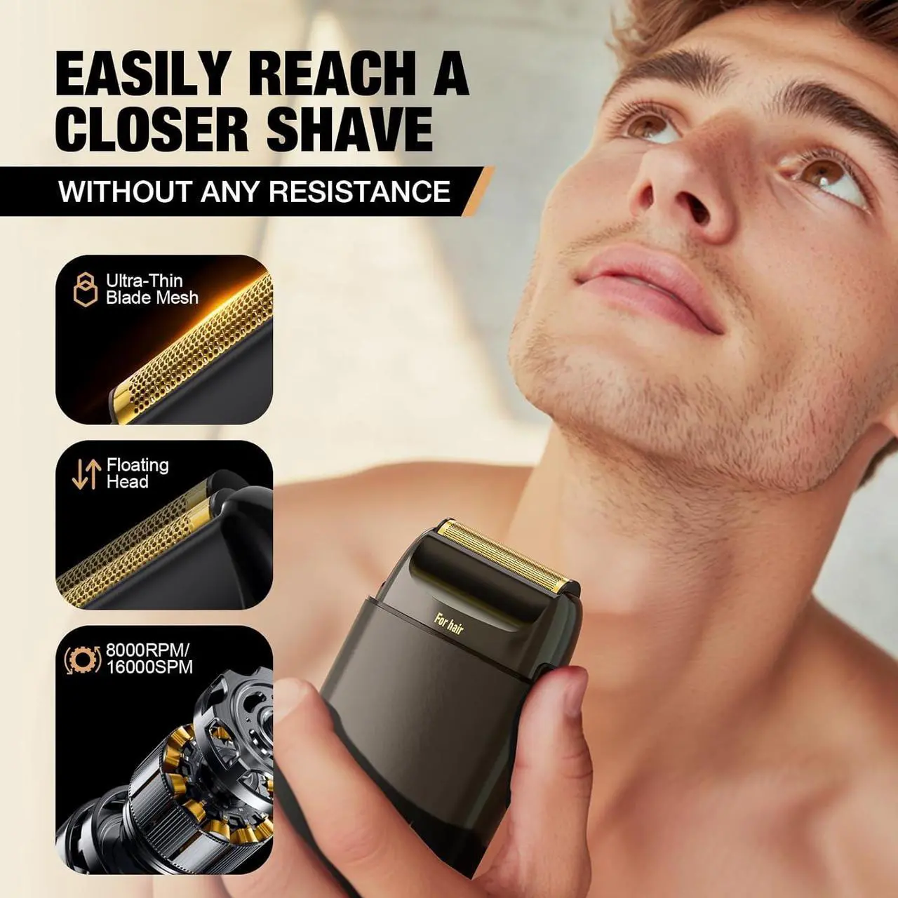 Alt view image 2 of 7 - Mens Foil Shaver Professional, Portable Mens Facial Hair Groomer Magnetic BladeElectric Razors for Men(Black)