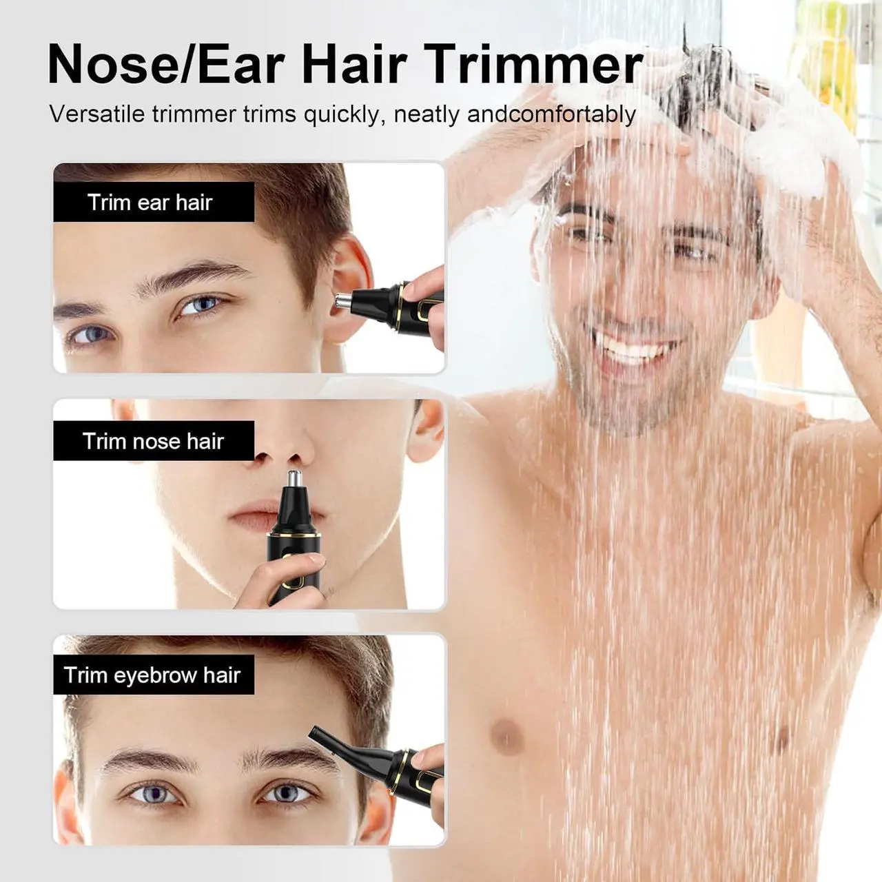 Alt view image 2 of 7 - Nose Hair Trimmer for Men, 2025 Painless USB Rechargeable Nose Hair Trimmer, Ear and Nose Hair Trimmer for Men, Professional Facial Hair Trimmer with IPX7 Waterproof Dual Edge Blades