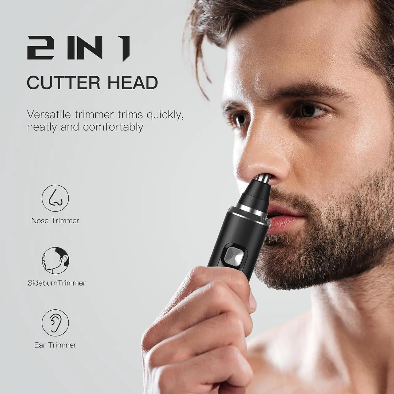 Alt view image 3 of 7 - LED Display Ear and Nose Hair Trimmer Clipper for Men Women,2025 Rechargeable 2 in 1 Professional Painless Eyebrow & Facial Hair Trimmer with Powerful Motor and Dual-Edge Blades Easy Cleansing