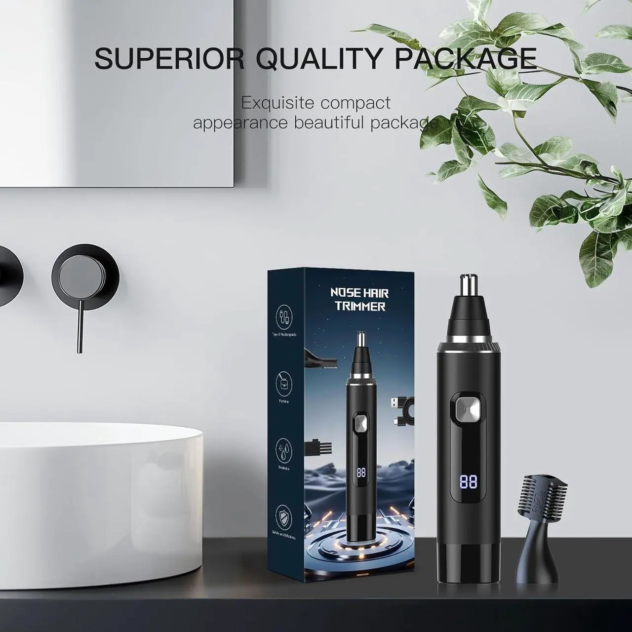 Alt view image 7 of 7 - LED Display Ear and Nose Hair Trimmer Clipper for Men Women,2025 Rechargeable 2 in 1 Professional Painless Eyebrow & Facial Hair Trimmer with Powerful Motor and Dual-Edge Blades Easy Cleansing