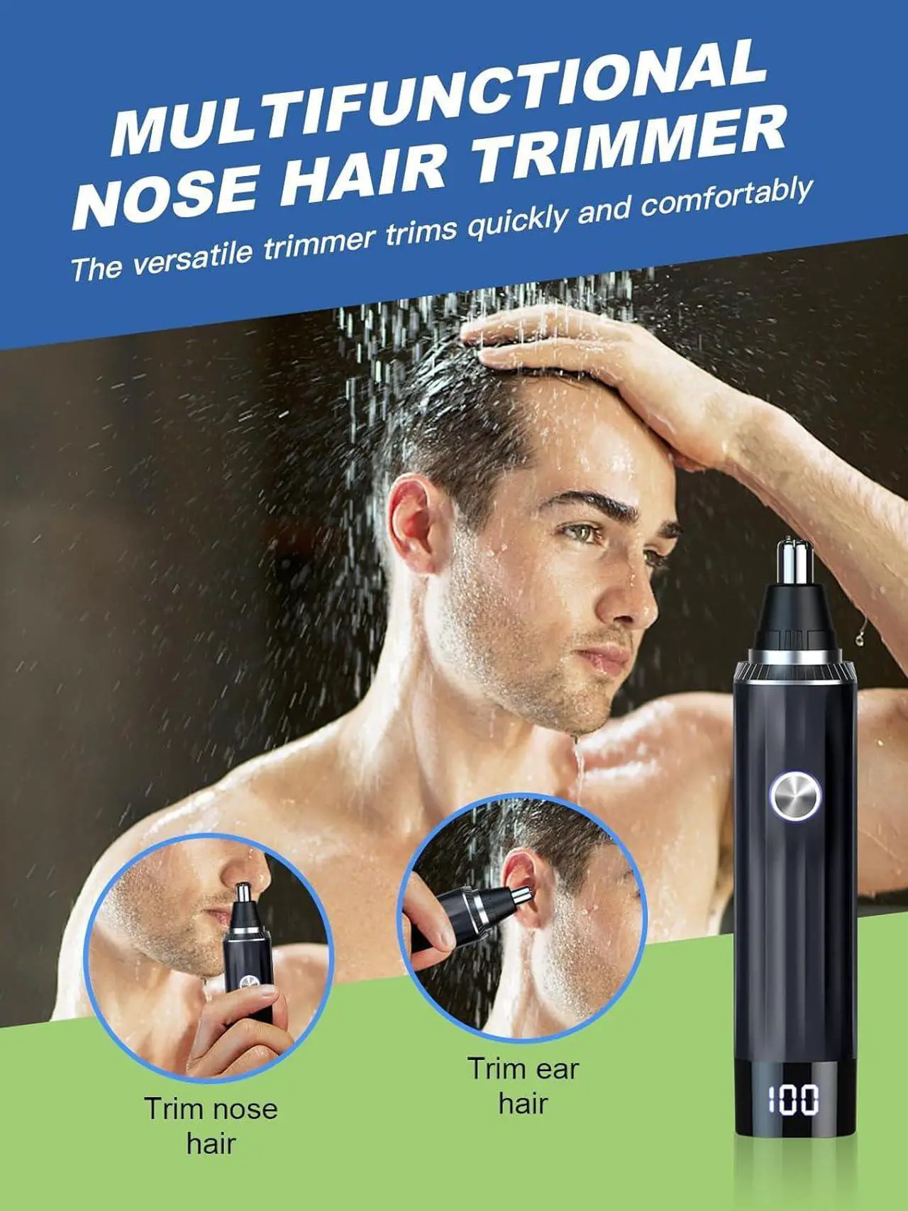 Alt view image 7 of 7 - LED Display Ear and Nose Hair Trimmer Clipper for Men Women,2025 Rechargeable 2 in 1 Professional Painless Eyebrow & Facial Hair Trimmer with Powerful Motor and Dual-Edge Blades Easy Cleansing