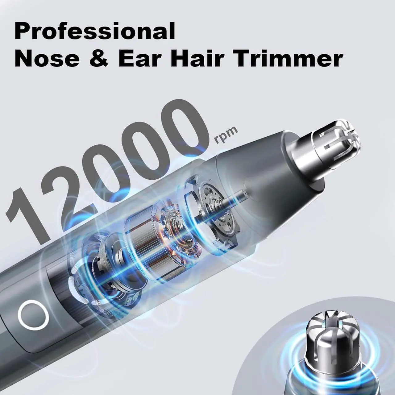 Alt view image 2 of 6 - JISHO Rechargeable Ear and Nose Hair Trimmer for Men Women-12000 RPM Powerful Motor with Dual Edge Blades, Waterproof, USB Type-C, Easy to Clean Travel Size