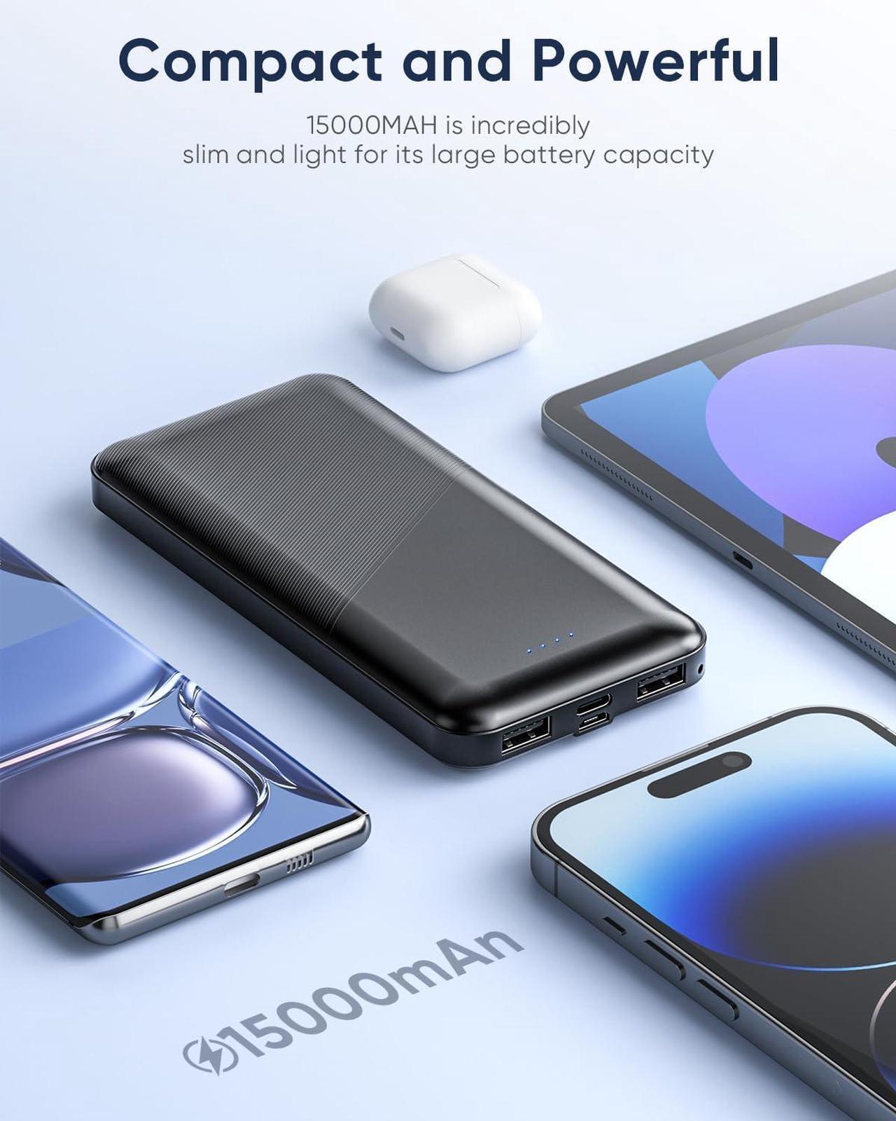 Alt view image 4 of 7 - Feeke Portable-Charger-Power-Bank - 2 Pack 15000mAh Dual USB Power Bank Output 5V3.1A Fast Charging Portable Charger Compatible with Smartphones and All USB Devices
