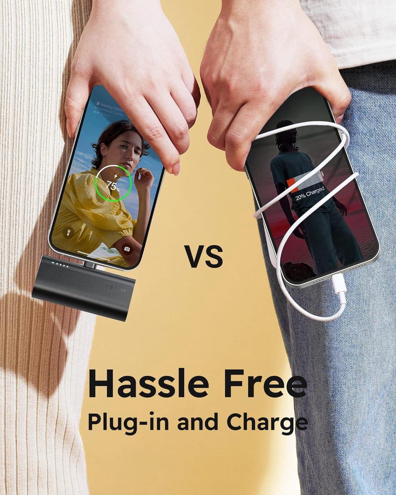Alt view image 7 of 7 - VEGER Portable Charger, USB C Power Bank, 5000mAh Mini Battery Pack Fast Charging 20W Small Charging Bank for Samsung Galaxy S21, S20, S10, S9, Note 20, Pixel, Moto, LG, Oculus Quest, Android Phones