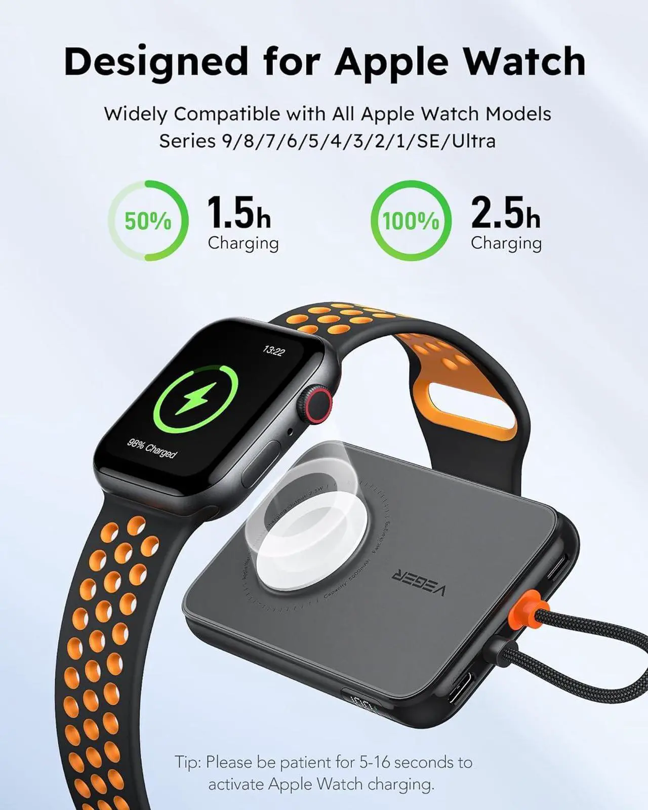 Alt view image 4 of 7 - VEGER Portable Charger for iPhone with Built in Cable, 5000mAh Mini Power Bank Battery Pack, PD 20W Fast Charger Travel Essential Compatible with iPhone14/13/12/Pro Max, Andorid, Apple Watch-Black