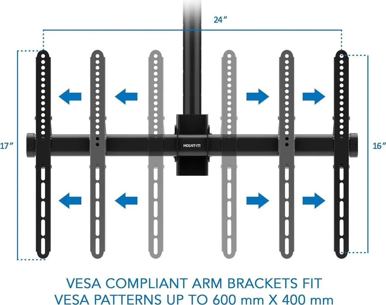 Alt view image 7 of 7 - TV Ceiling Mount Bracket, Adjustable Height Full Motion 360 Deg Rotation Tilting Swiveling for Flat Panel LCD LED OLED Plasma TVs, Fits up to 75 Inch TVs, 110 Pound Capacity, Black (MI-509B)