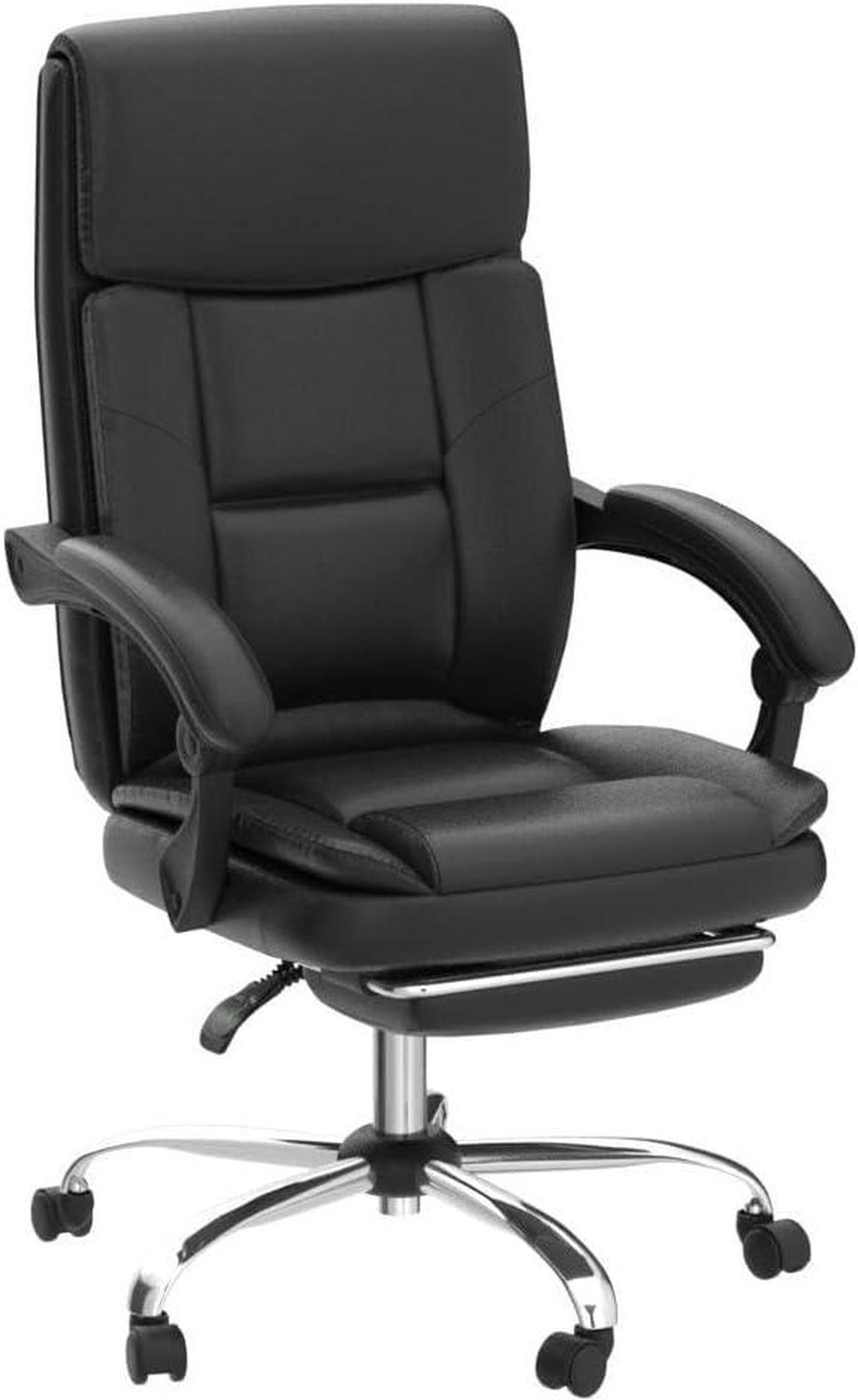 Alt view image 6 of 7 - Executive Office Chair, Ergonomic Big and Tall Leather Swivel Rolling Managerial Reclining Computer Desk Task Chair, Adjustable High Back Recliner Chair with Padded Armrests and Retractable Footrest