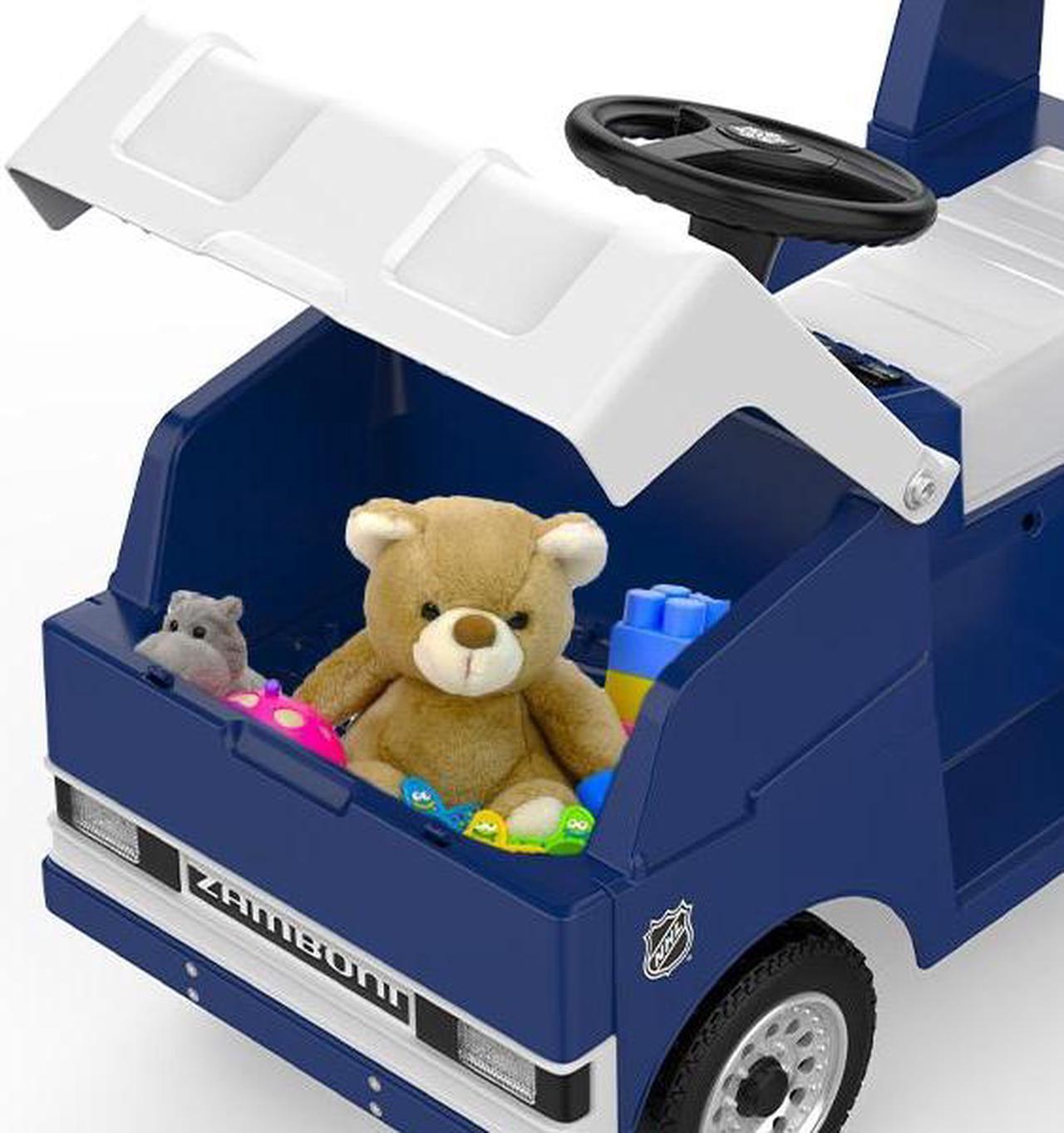 Alt view image 3 of 7 - Zamboni Dual Motors Power Riding Toy with LED Lights, NHL Team Logo, Trunk Storage, EVA Tires, Music & Zamboni Noise - Electric Ride On Toy for Kids 3-8 - Perfect for Hockey Fans & NHL Teams