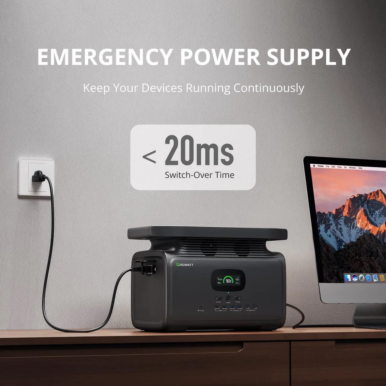 Alt view image 6 of 7 - GROWATT INFINITY 1500 Portable Power Station, 1512Wh Capacity Solar Generator, 2000W AC Output for Outdoor Camping, Home Backup, Emergency