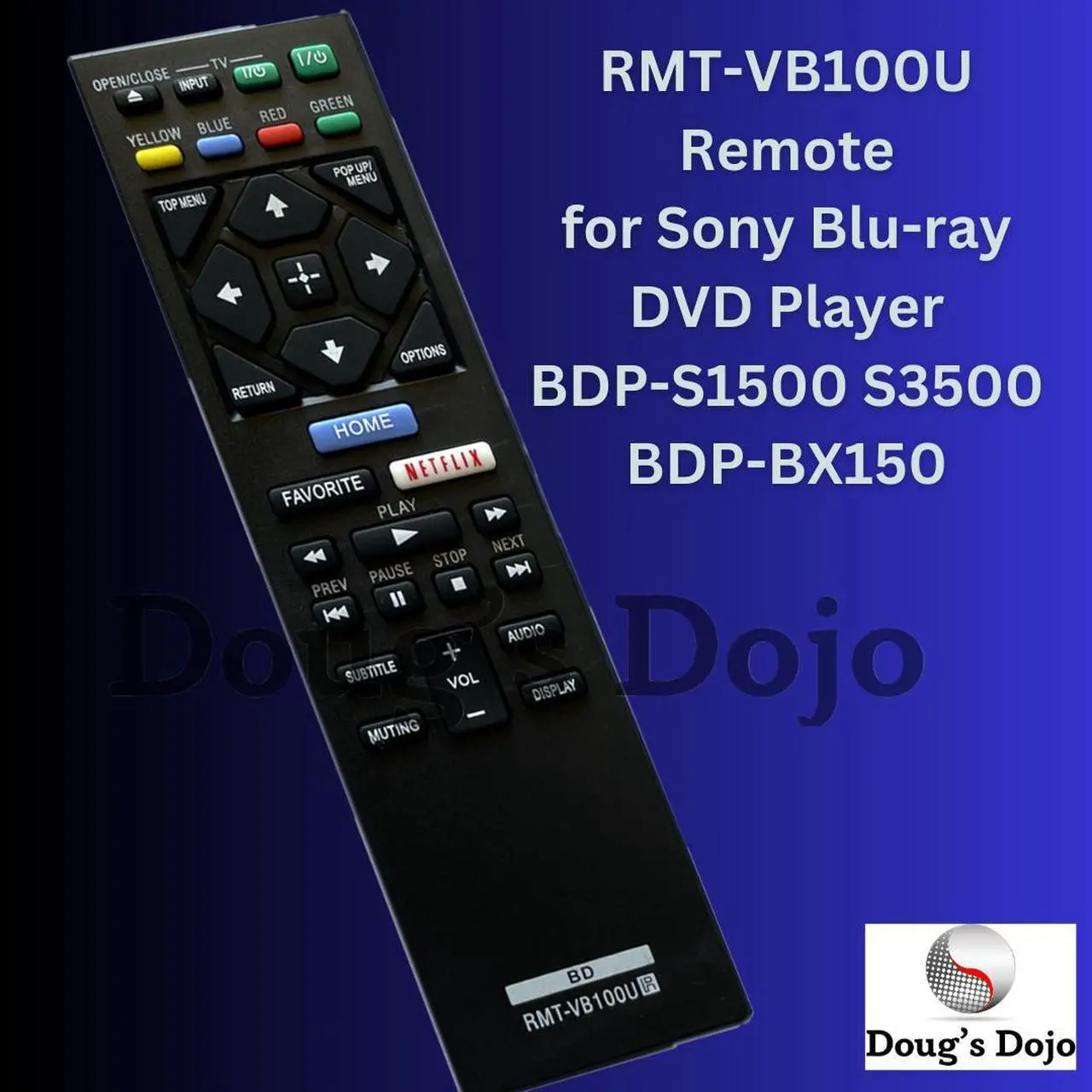 Alt view image 2 of 3 - New RMT-VB100U Remote for Sony Blu-ray DVD Player BDP-S1500 S3500 BDP-BX150
