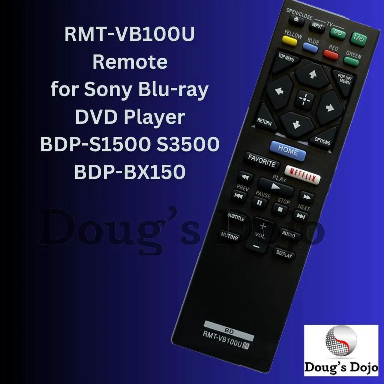 Alt view image 3 of 3 - New RMT-VB100U Remote for Sony Blu-ray DVD Player BDP-S1500 S3500 BDP-BX150