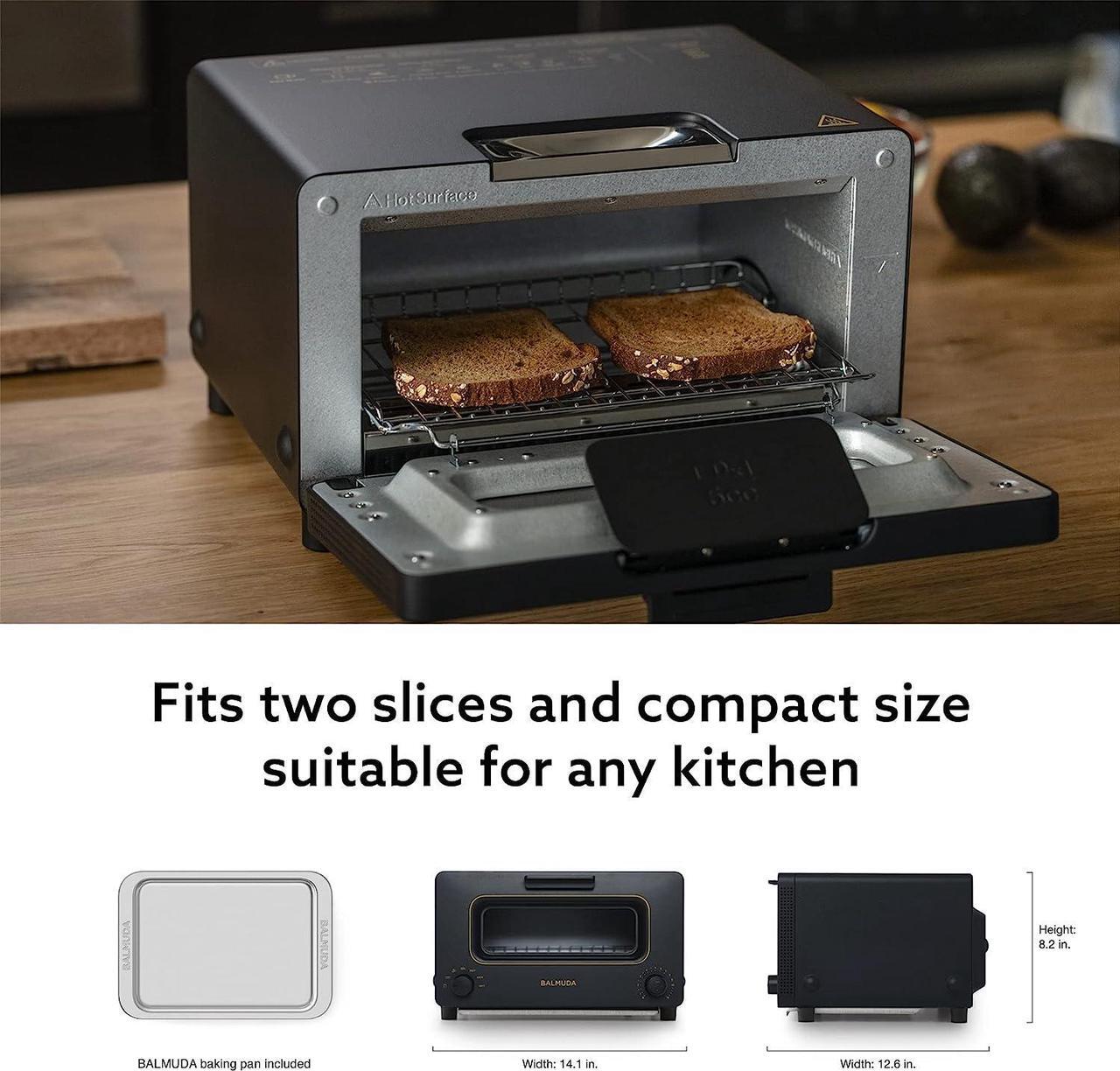 Alt view image 6 of 7 - BALMUDA The Toaster | Steam Oven Toaster | 5 Cooking Modes - Sandwich Bread, Artisan Bread, Pizza, Pastry, Oven | Compact Design | Baking Pan | K01M-KG | Black | US Version