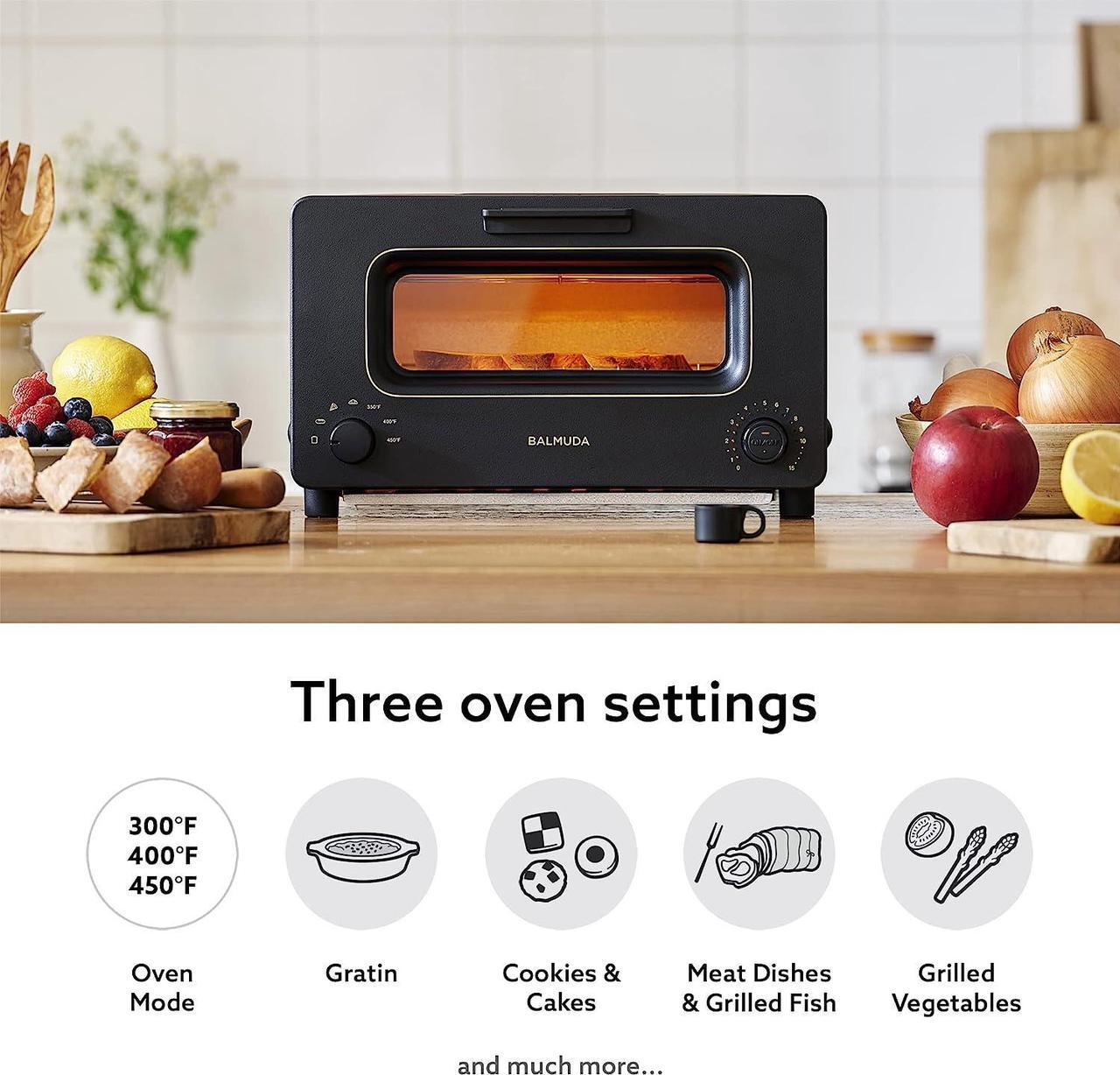 Alt view image 5 of 7 - BALMUDA The Toaster | Steam Oven Toaster | 5 Cooking Modes - Sandwich Bread, Artisan Bread, Pizza, Pastry, Oven | Compact Design | Baking Pan | K01M-KG | Black | US Version