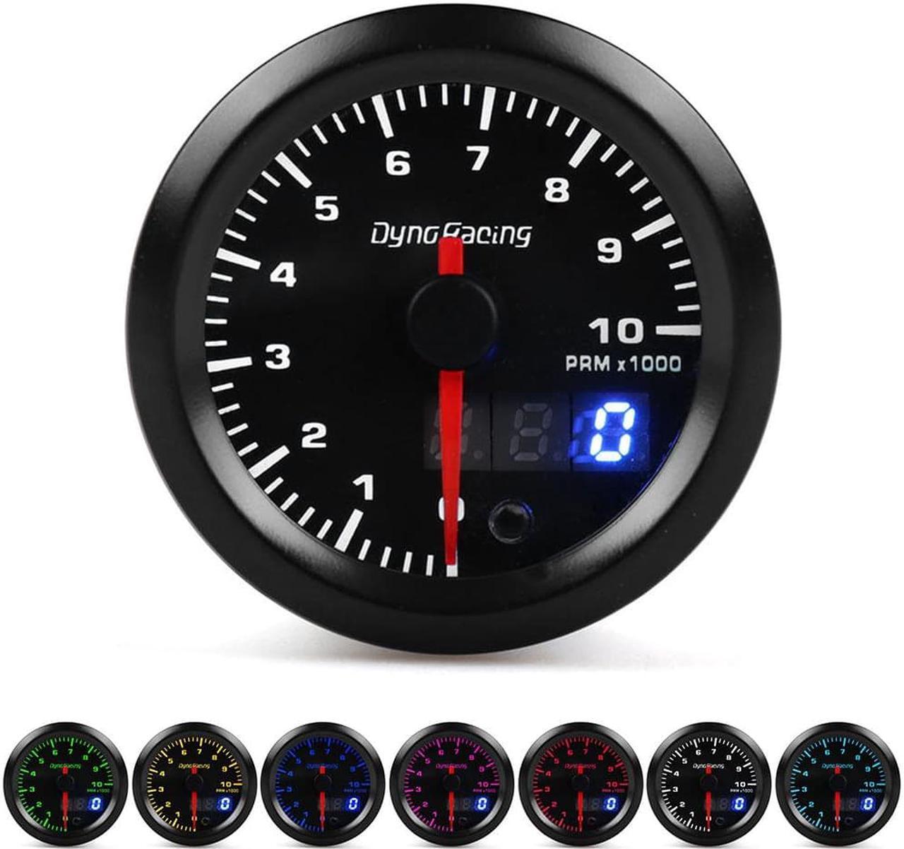 Main image of Dynoracing 2inch 52mm Dual Display Tachometer 0-10000 Rpm Gauge 7 colors Led Car Meter With Stepper Motor