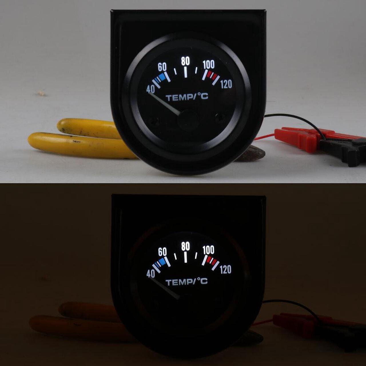 Alt view image 5 of 7 - 2" 52mm Water Temp Gauge 40-120C Pointer Auto Water Temperature Gauge Car Meter 1/8 NPT Sensor With 32mm Joint Pipe Sensor Adapter