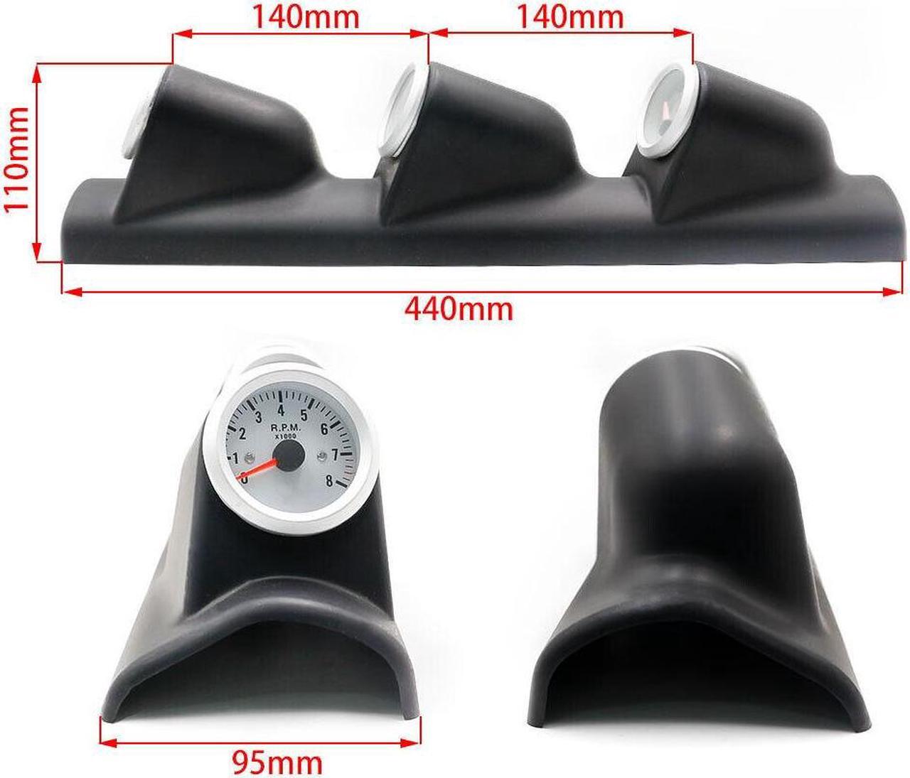 Alt view image 2 of 7 - 2'' 52mm Blue LED Triple 3 Gauge Kit Tachometer Water Temp Oil Press Gauge Meter