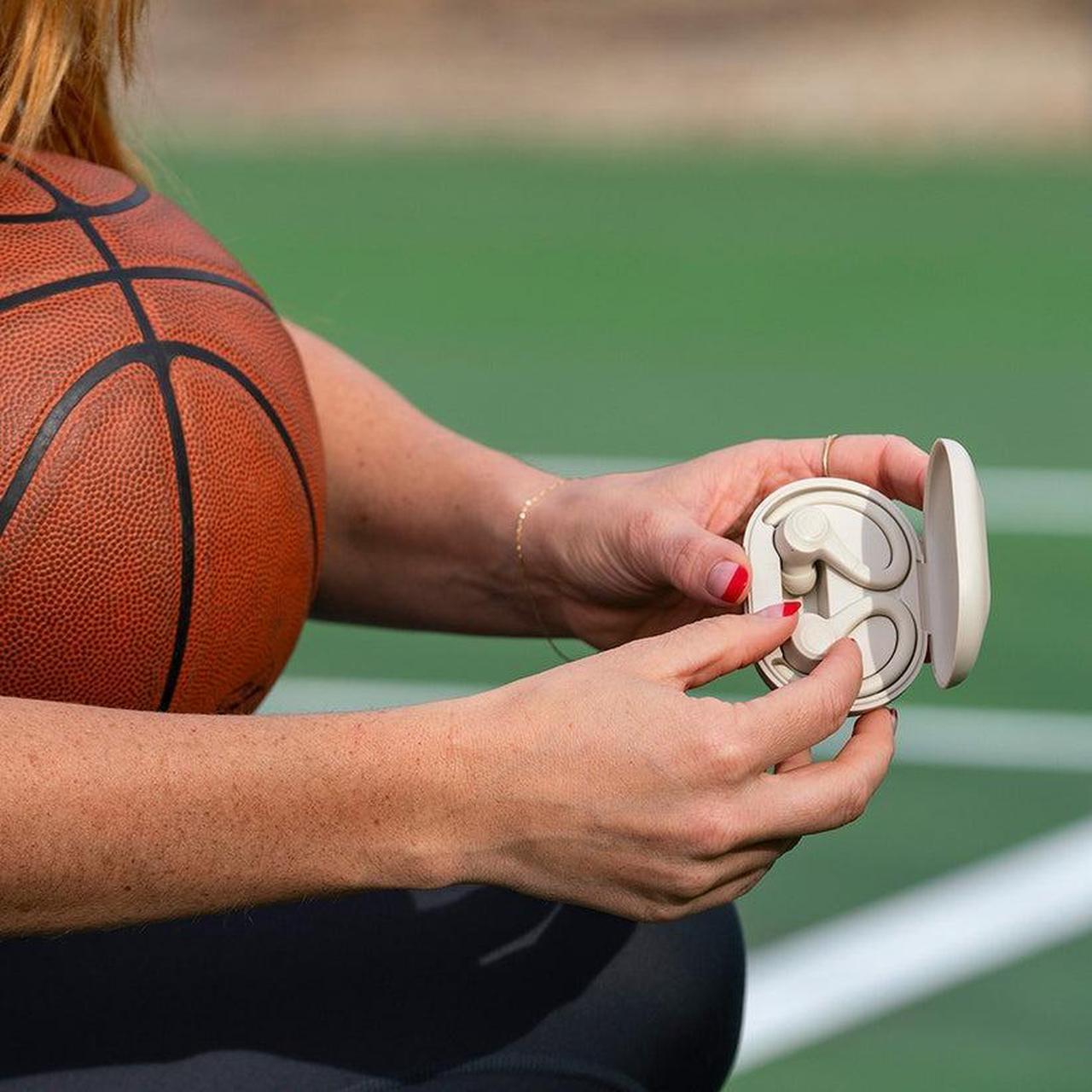 Alt view image 5 of 7 - JLab GO Air Sport True Wireless Earbuds | Wireless Workout Earbuds | Sand | C3 Clear Calling | Secure Earhook Sport Design | 32+ Hour Bluetooth Playtime | 3 EQ Sound