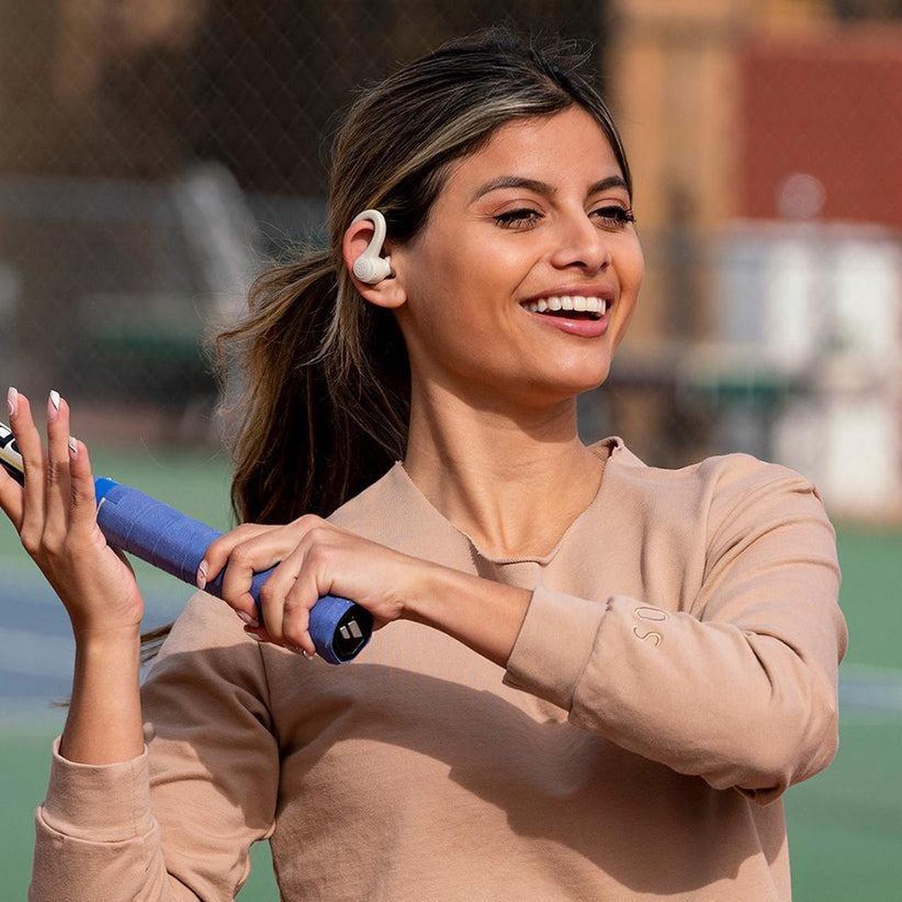 Alt view image 3 of 7 - JLab GO Air Sport True Wireless Earbuds | Wireless Workout Earbuds | Sand | C3 Clear Calling | Secure Earhook Sport Design | 32+ Hour Bluetooth Playtime | 3 EQ Sound