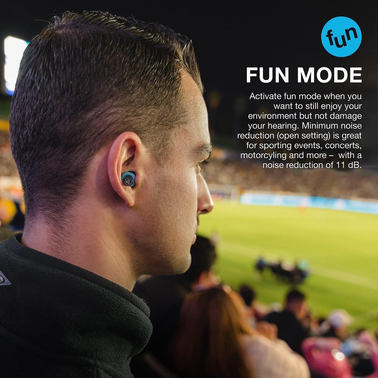 Alt view image 5 of 7 - JLab JBuds Protect Reusable Earplugs | Comfortable in-Ear Hearing Protection with Two Noise Reduction Levels | Small Carrying Case with Keychain Loop | 5 tip Sets | Personal Protective Equipment