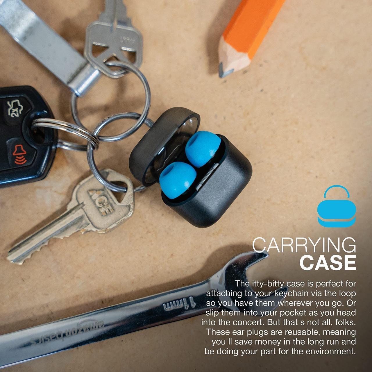 Alt view image 4 of 7 - JLab JBuds Protect Reusable Earplugs | Comfortable in-Ear Hearing Protection with Two Noise Reduction Levels | Small Carrying Case with Keychain Loop | 5 tip Sets | Personal Protective Equipment