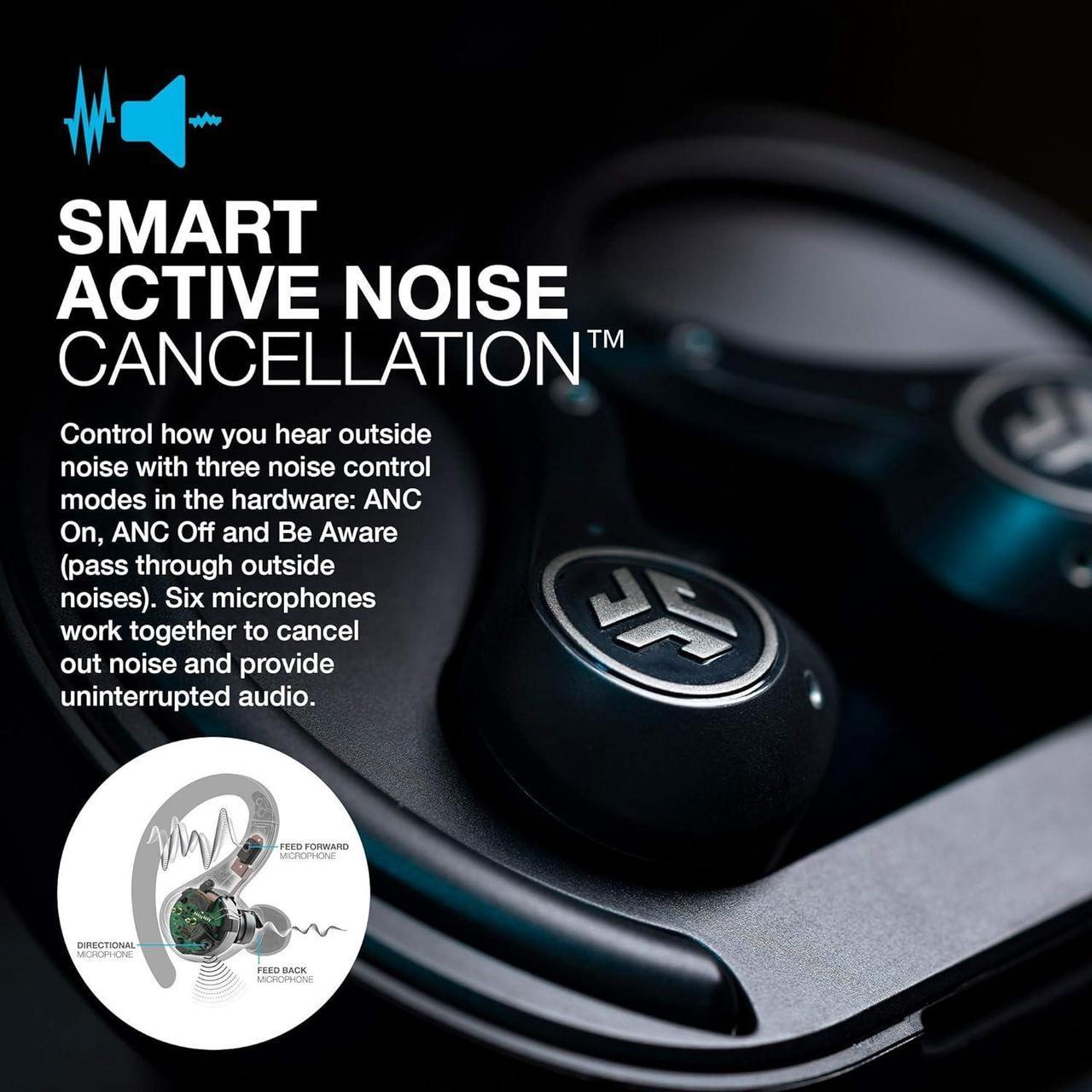 Alt view image 2 of 7 - JLab Epic Air Sport ANC Gen 2 True Wireless Bluetooth Earbuds, Headphones for Working Out, IP66 Sweatproof, 15-Hour Battery Life + 55-Hour Charging Case, Music Controls, 3 EQ Sound Settings, Black