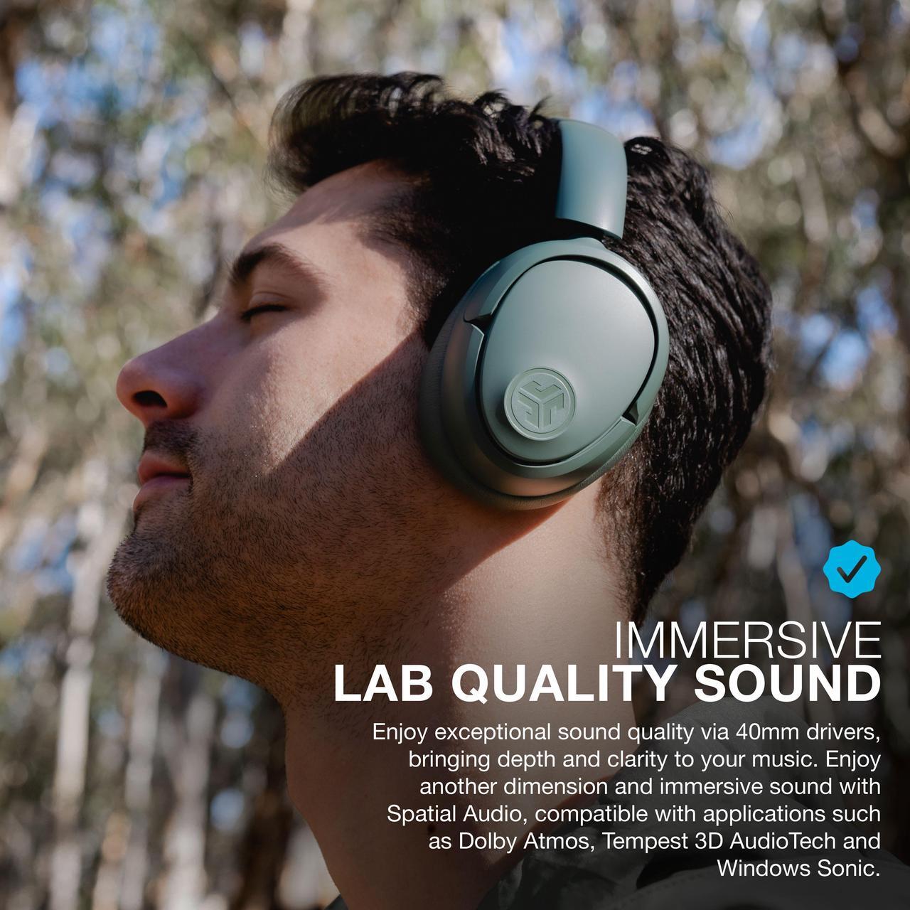 Alt view image 2 of 7 - JLab JBuds Lux ANC Wireless Headphones, Smart Active Noise Cancelling, Customizable Sound, Spatial Audio & Bluetooth LE Audio Compatible, Premium Over-Ear Bluetooth Headset, Foldable, Sage