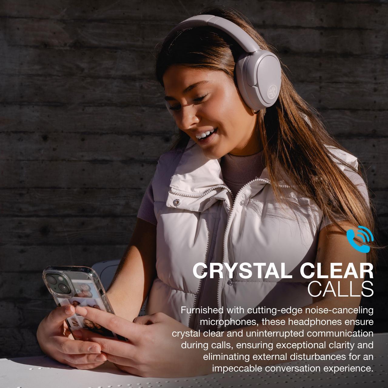 Alt view image 6 of 7 - JLab JBuds Lux ANC Wireless Headphones, Smart Active Noise Cancelling, Customizable Sound, Spatial Audio & Bluetooth LE Audio Compatible, Premium Over-Ear Bluetooth Headset, Foldable, Mauve