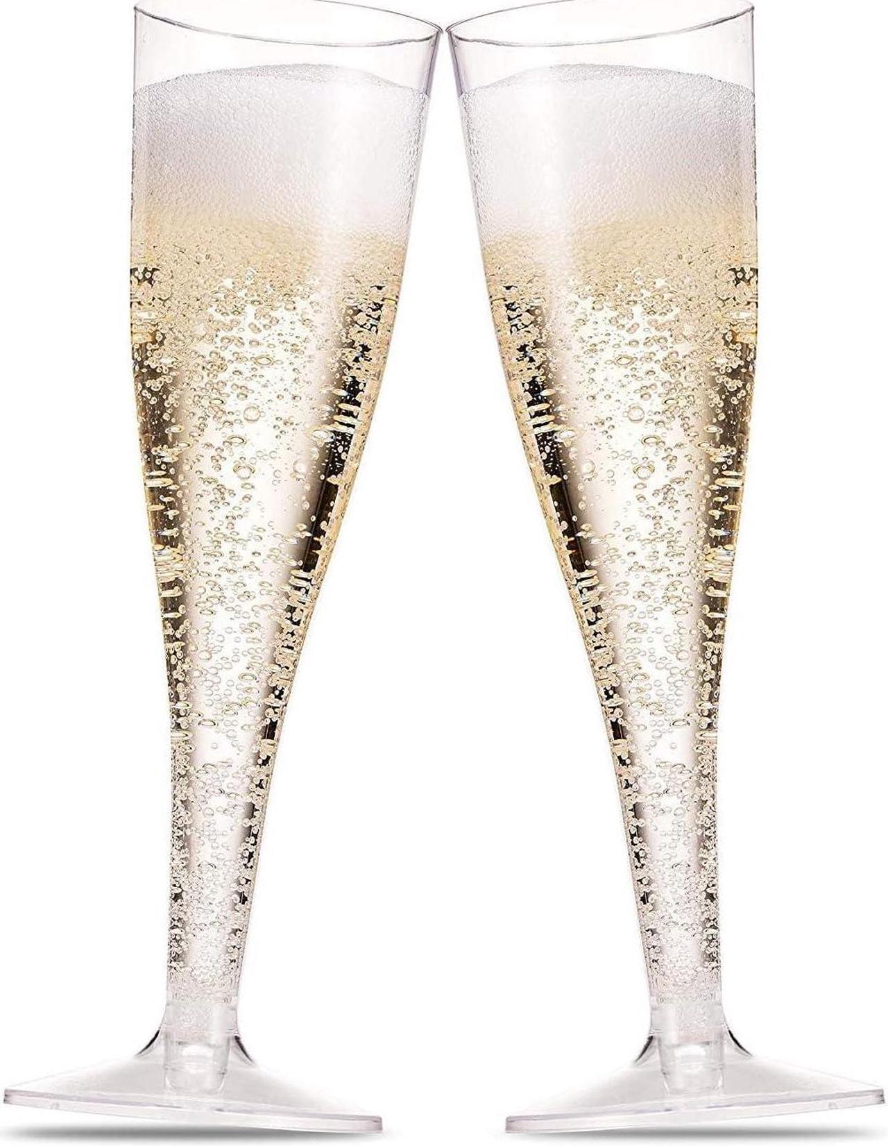 Main image of 100 Pack Plastic Champagne Flutes 5 Oz Clear Plastic Toasting Glasses Disposable Wedding Thanksgiving Party Cocktail Cups