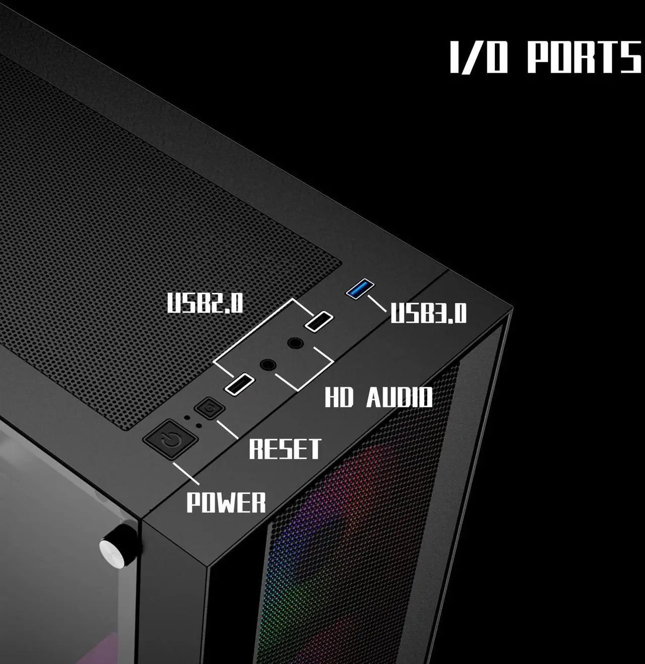 Alt view image 5 of 7 - RAIDMAX V100 Gaming Case, with 4 Pre-Installed Rainbow Fans, Includes 550W Power Supply, ATX 12V, PCI Express, SATAATX Mid Tower Case
