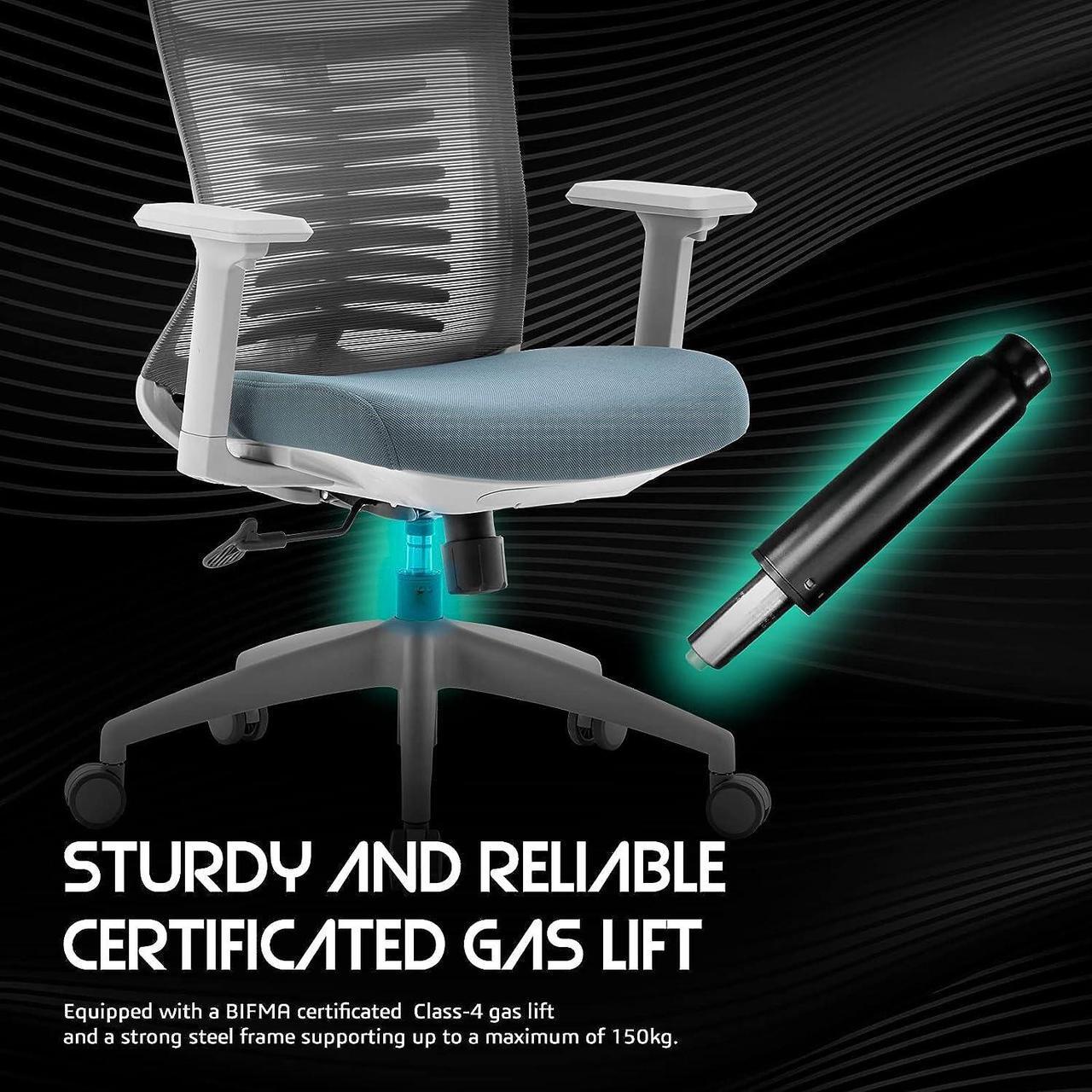 Alt view image 6 of 7 - Raidmax Ergonomic Mesh Office Chair, High Back Desk Chair - Adjustable Headrest with 3D Adjustable Armrest, Tilt Function, Lumbar Support and PU Wheels, Swivel Computer Task Chair Black